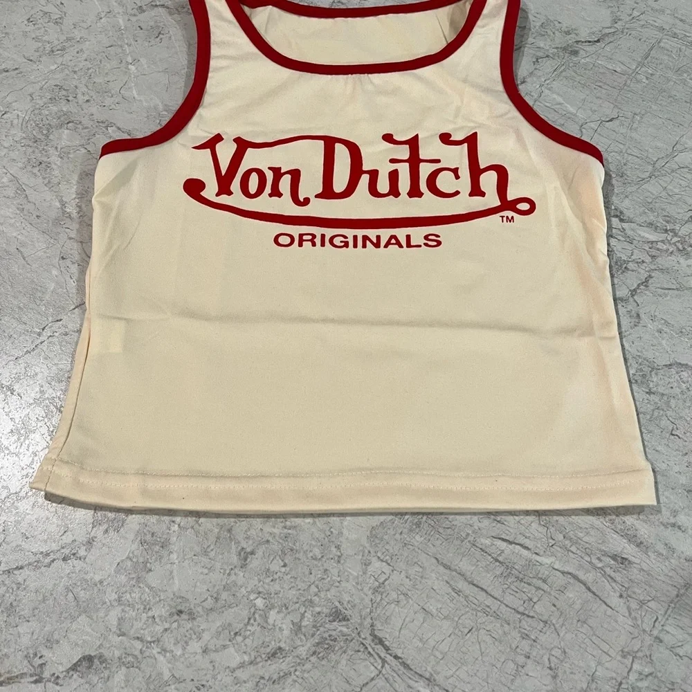 Original Vintage Von Dutch Crop Top T-Shirt Baby Tee Tank Tops Slim Fit Retro - Picture 3 of 4